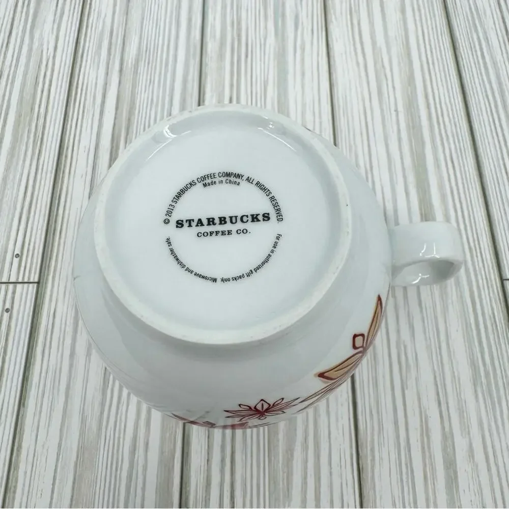 Starbucks holiday 2013 poinsettias snowflake coffee tea cup mug large 20 oz